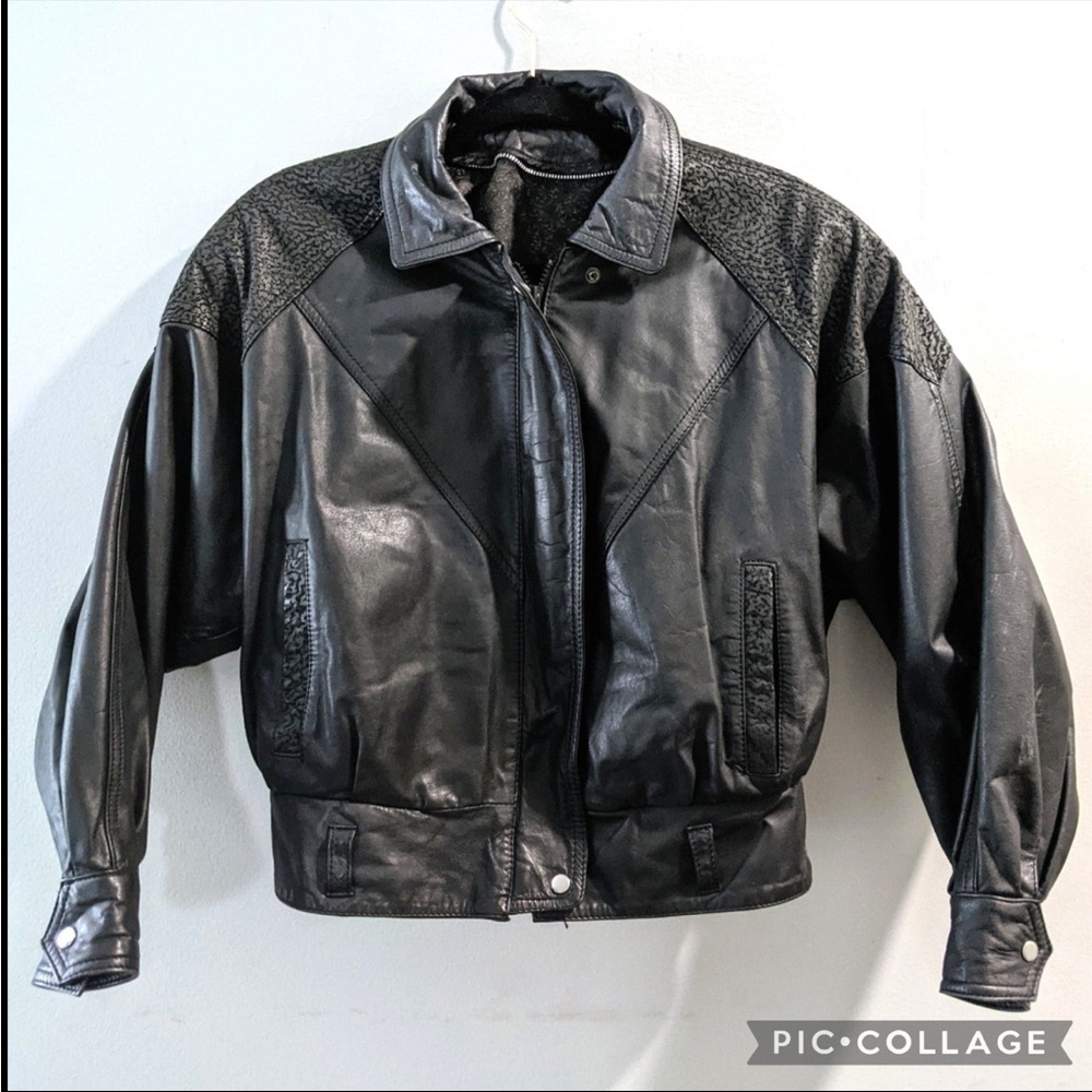 vintage 1980s leather jacket bomber style thinsulate moto